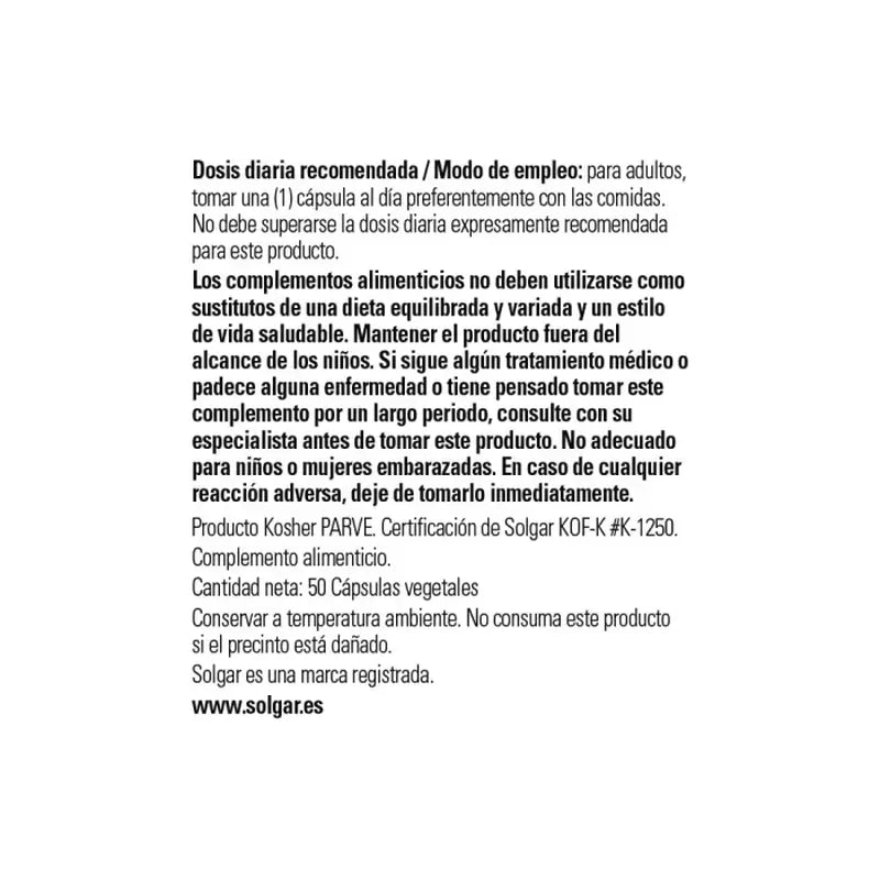 Solgar L-Tirosina 500mg, 50 Capsule Vegetali