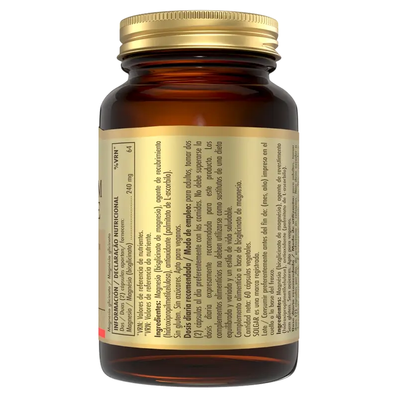 Solgar Magnesio bisglicinato, 60 Capsule Vegetali