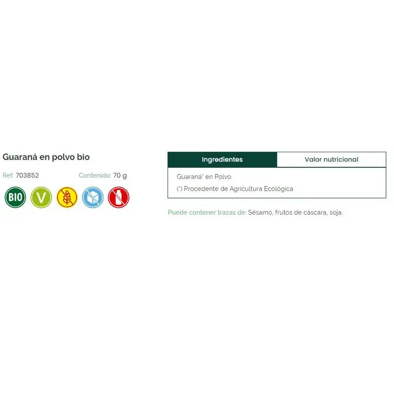 Solnatural Guaranà in polvere Bio , 70 g