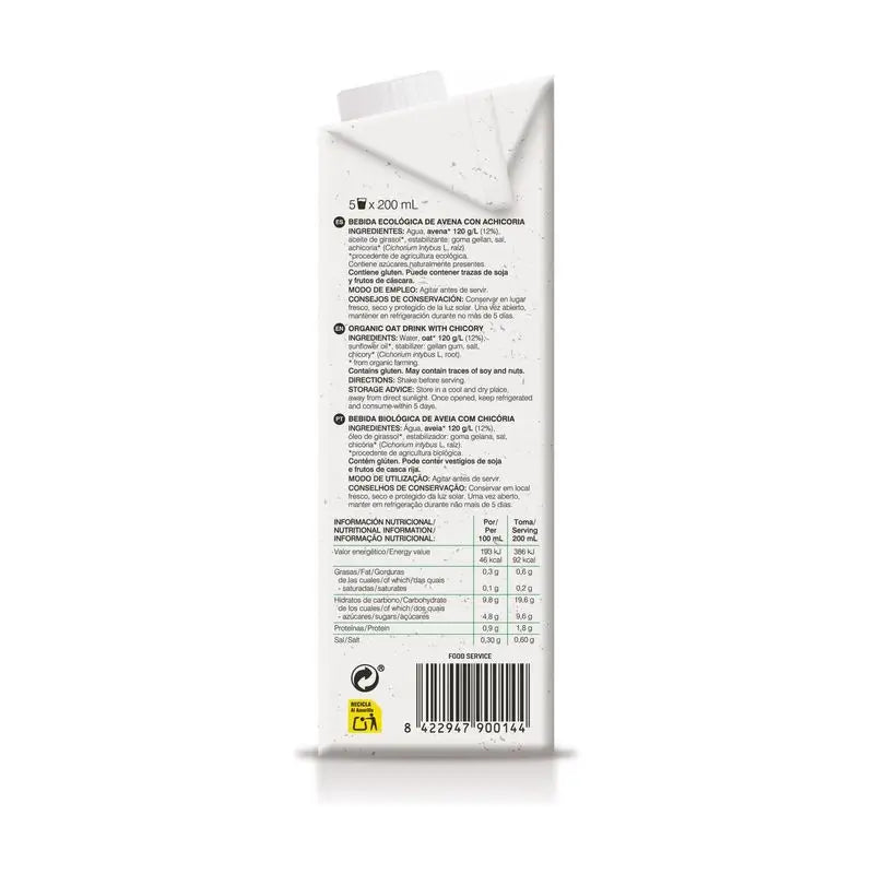 Soria Natural Oatmeal Vegetable Drink Con Alghe-Calcio 1Lt 6Uds.