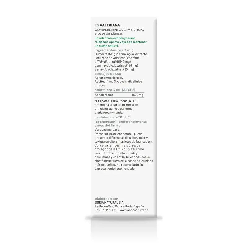 Estratto naturale di valeriana Soria Natural, 50 ml