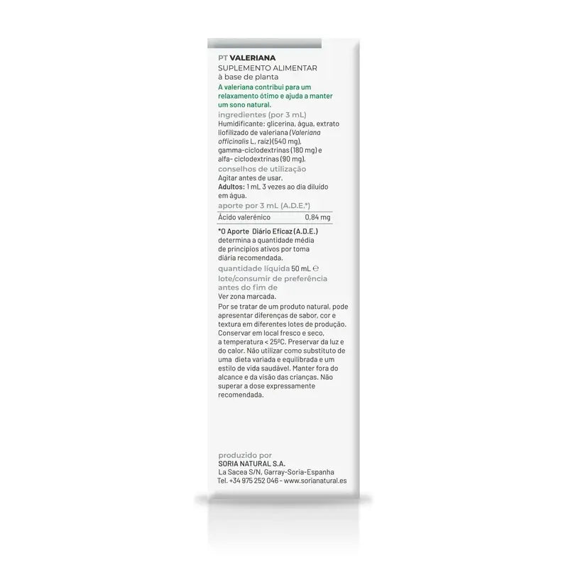 Estratto naturale di valeriana Soria Natural, 50 ml