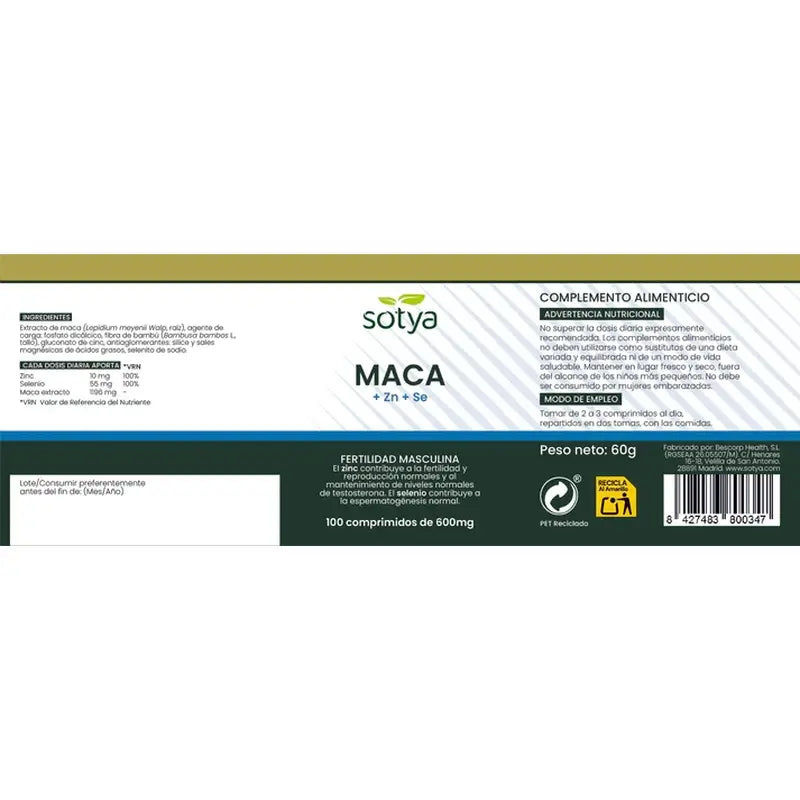 Sotya Maca + Zn + Se 100 compresse 600mg