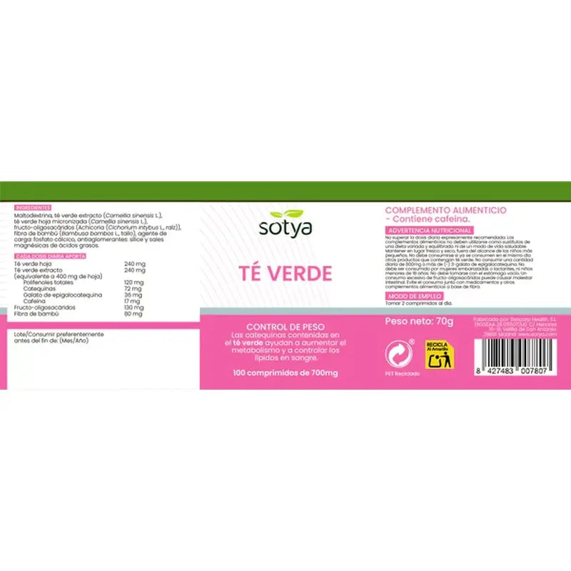 Sotya Tè verde 700 Mg , 100 compresse