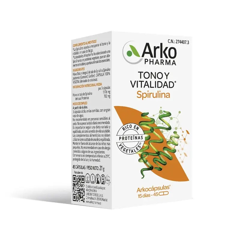 Arkopharma Arkocápsulas Spirulina Bio, 45 capsule