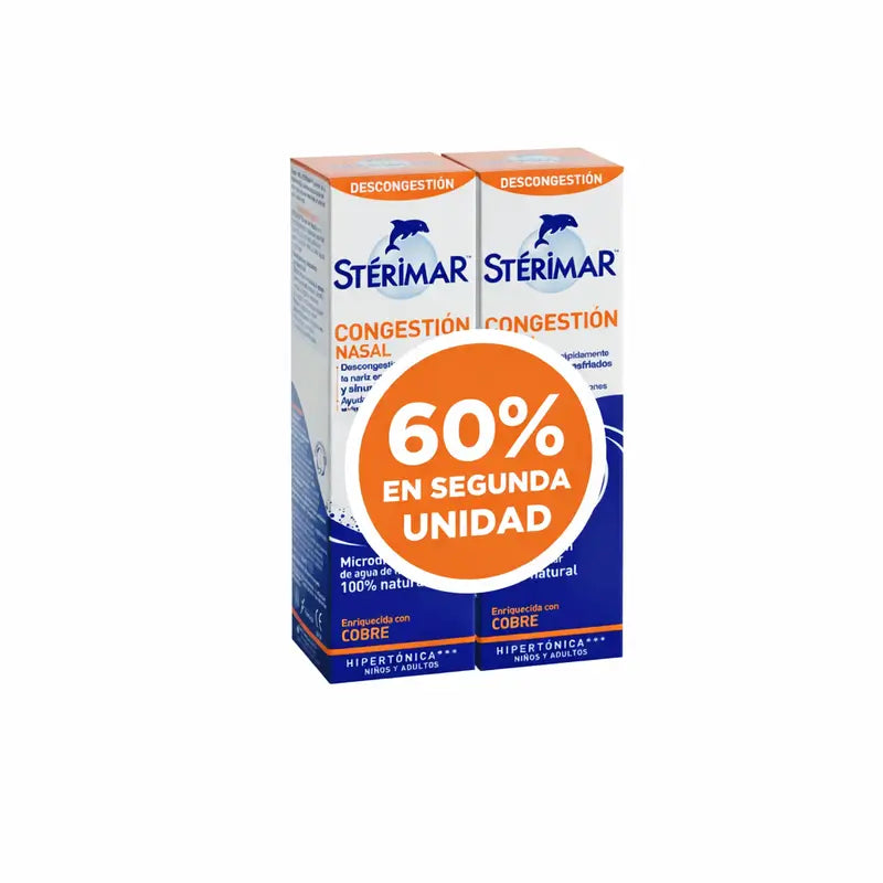 Sterimar Congestione, Confezione con il 60% in omaggio sul secondo flacone, 100 + 100 ml