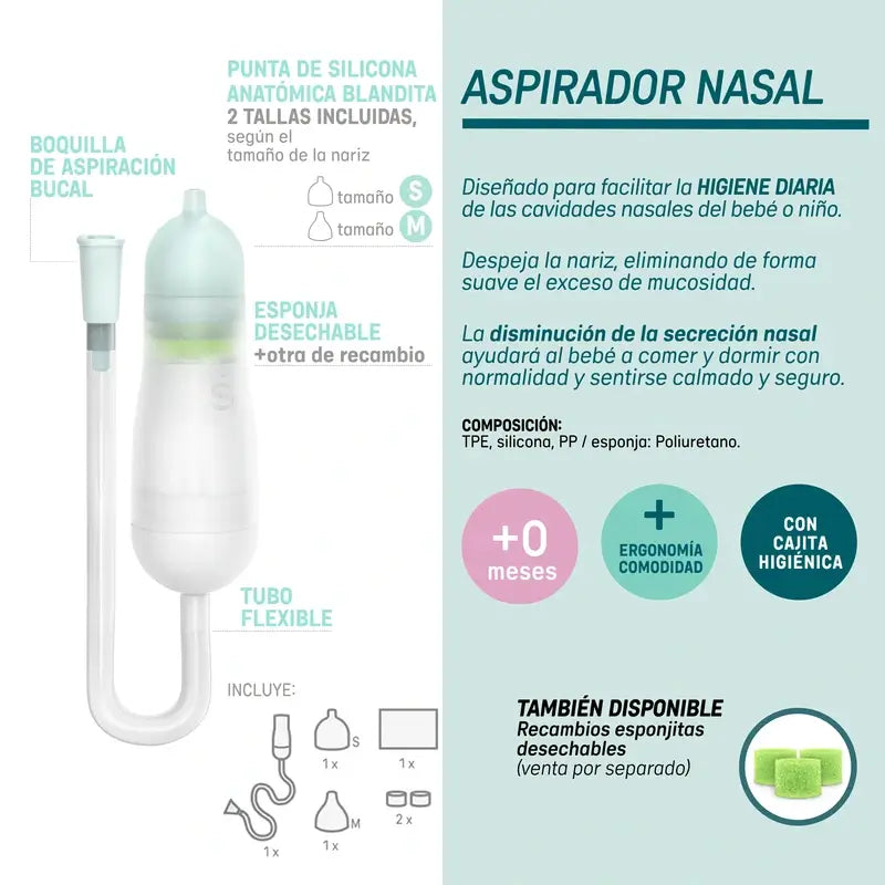 Aspiratore nasale Suavinex per neonati, +0 mesi