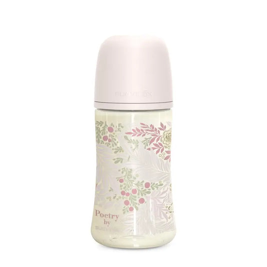 Biberon Suavinex 270 Ml, flusso medio (M), +3 mesi, Rosa Poesia