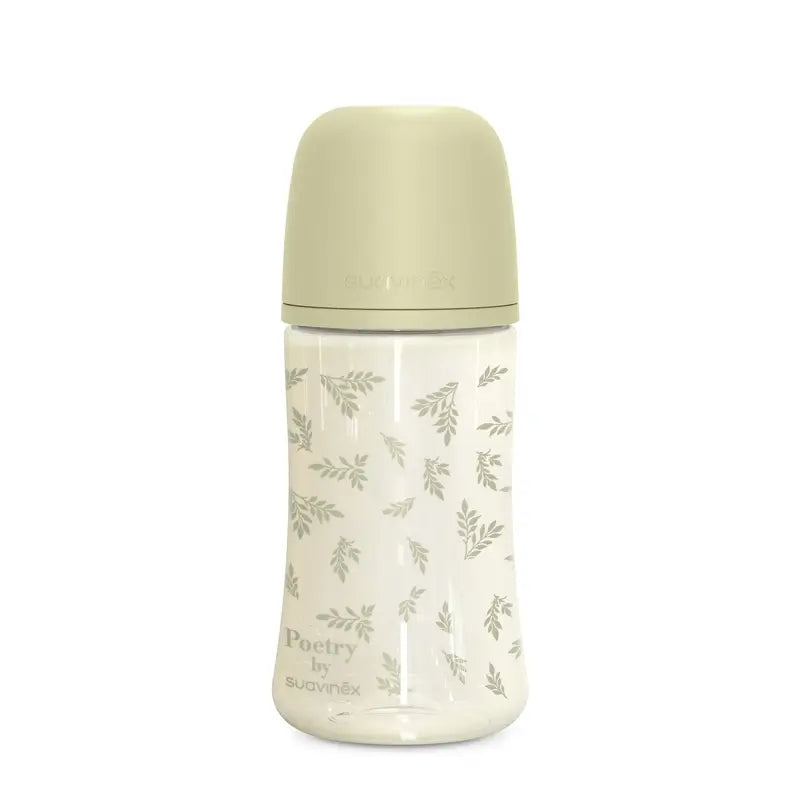 Biberon Suavinex 270 Ml, flusso medio (M), +3 mesi, Poesia verde