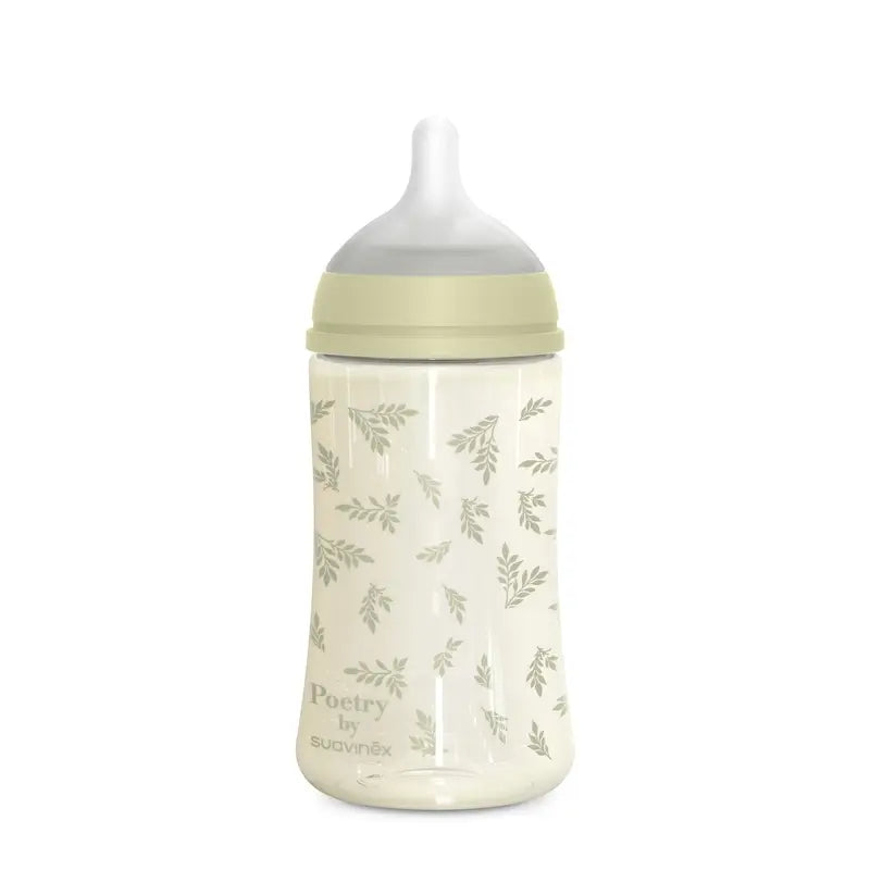 Biberon Suavinex 270 Ml, flusso medio (M), +3 mesi, Poesia verde