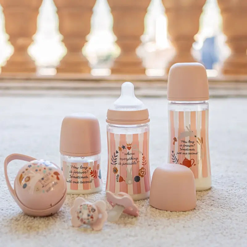 Biberon Suavinex 270 Ml, Flusso medio (M), +3 mesi, Rosa Wonderland