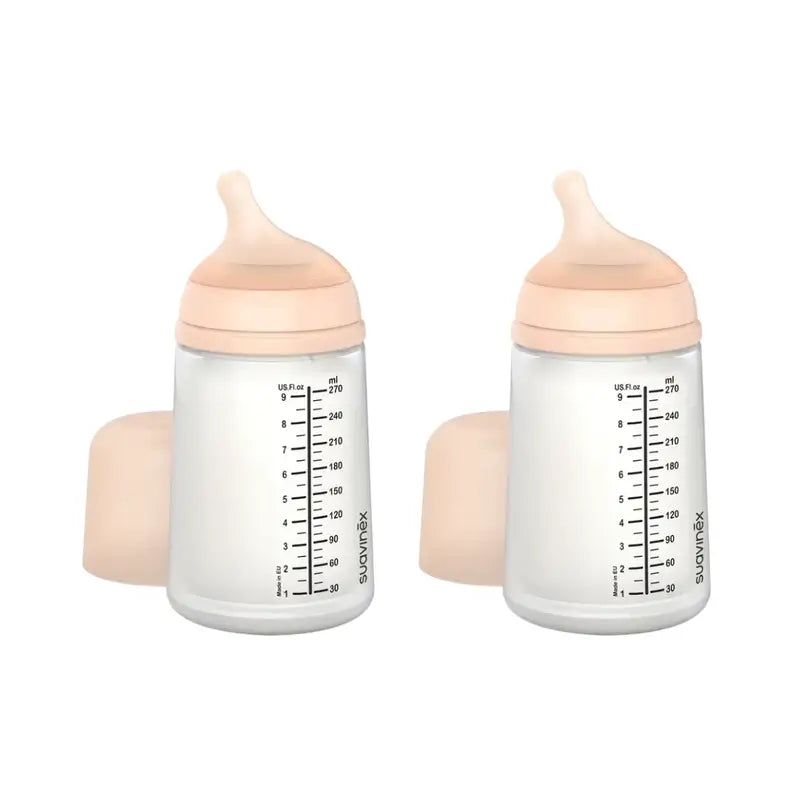 Suavinex Bottiglia Anticolica Zero Zero 270 Ml, Flusso Medio (M), +3 Mesi, Fiera, 2 Unità