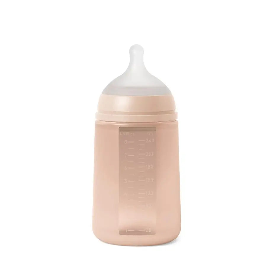 Biberon Suavinex con biberon in silicone 240 Ml, tettarella fisiologica Sx Pro, flusso medio (M). +3 mesi. Colore Essenza, Nudo