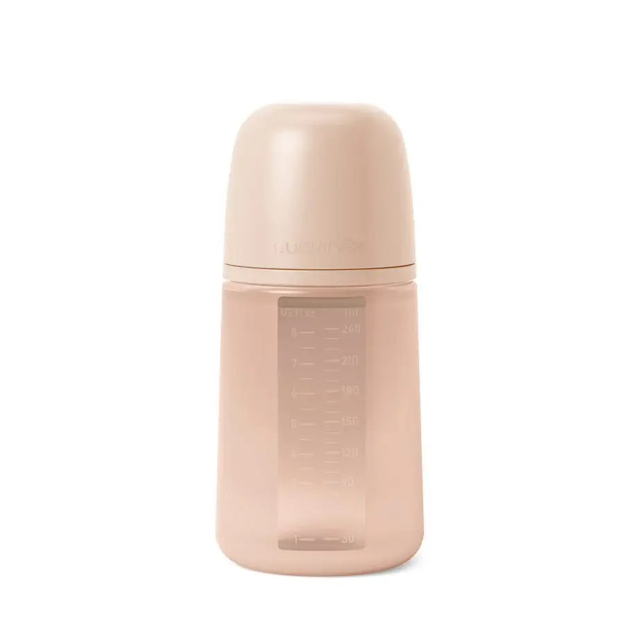 Biberon Suavinex con biberon in silicone 240 Ml, tettarella fisiologica Sx Pro, flusso medio (M). +3 mesi. Colore Essenza, Nudo