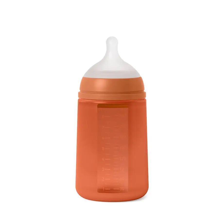 Biberon Suavinex con biberon in silicone 240 Ml, tettarella fisiologica Sx Pro, flusso medio (M). +3 mesi. Colore Essenza, Piastrella
