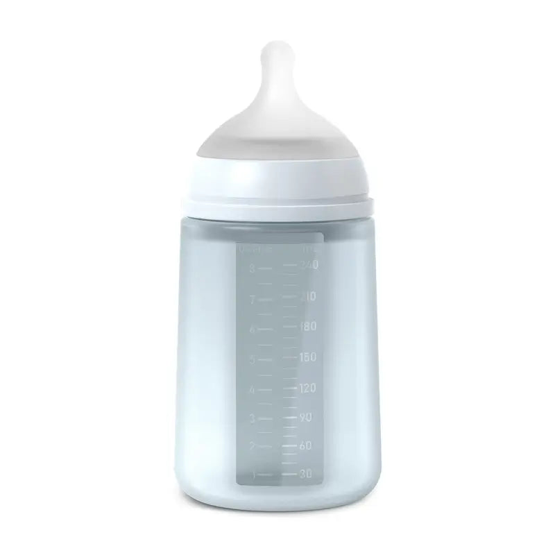 Suavinex Bottiglia in silicone 240 Ml, flusso medio (M), +3 mesi, blu Ballad