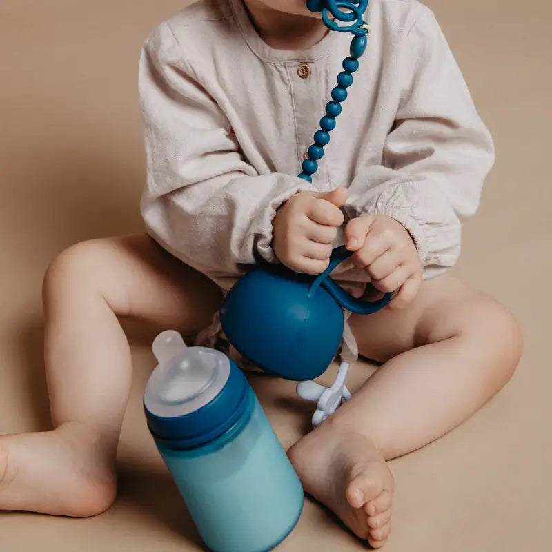 Suavinex Bottiglia in silicone 240 Ml, flusso medio (M), +3 mesi, Oceano profondo