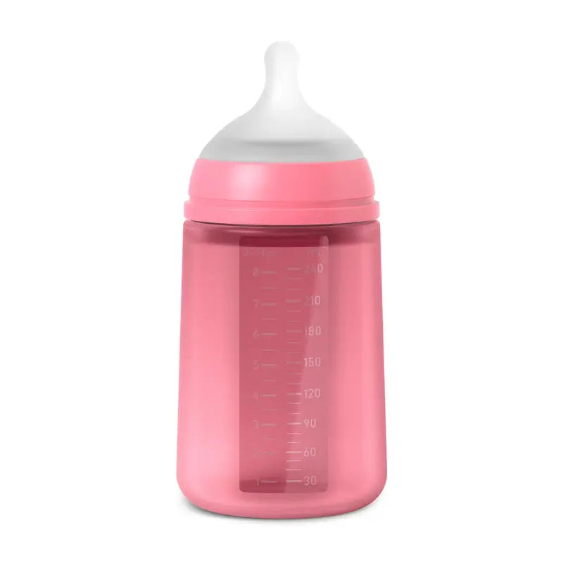 Suavinex Biberon in silicone 240 Ml, flusso medio (M), +3 mesi, fucsia