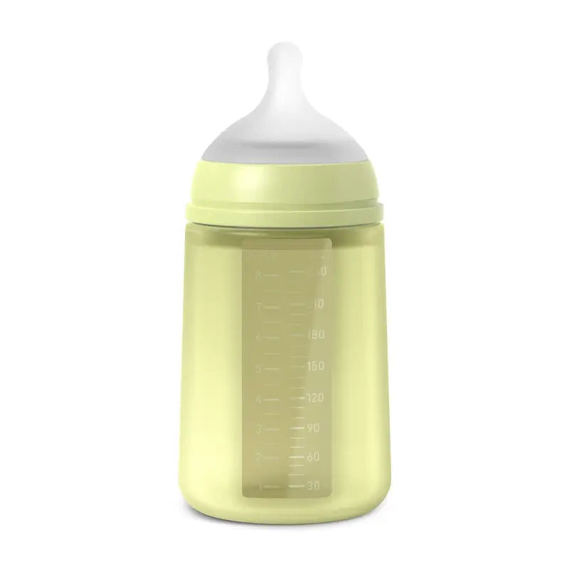 Suavinex Bottiglia in silicone 240 Ml, flusso medio (M), +3 mesi, Lime