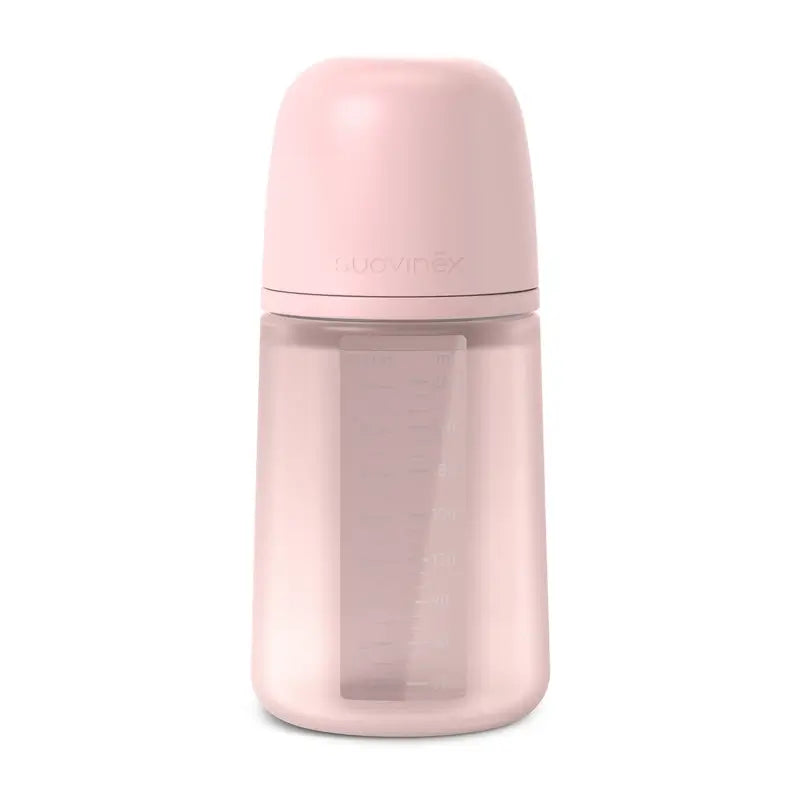 Suavinex Bottiglia in silicone 240 Ml, flusso medio (M), +3 mesi, acqua di rose