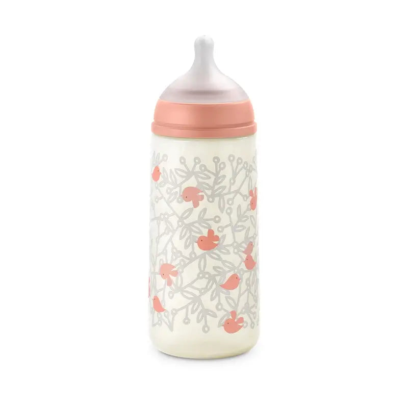 Suavinex Biberon Sx Pro Flusso Denso (L) +6 Mesi Birdies Rosa, 360 ml