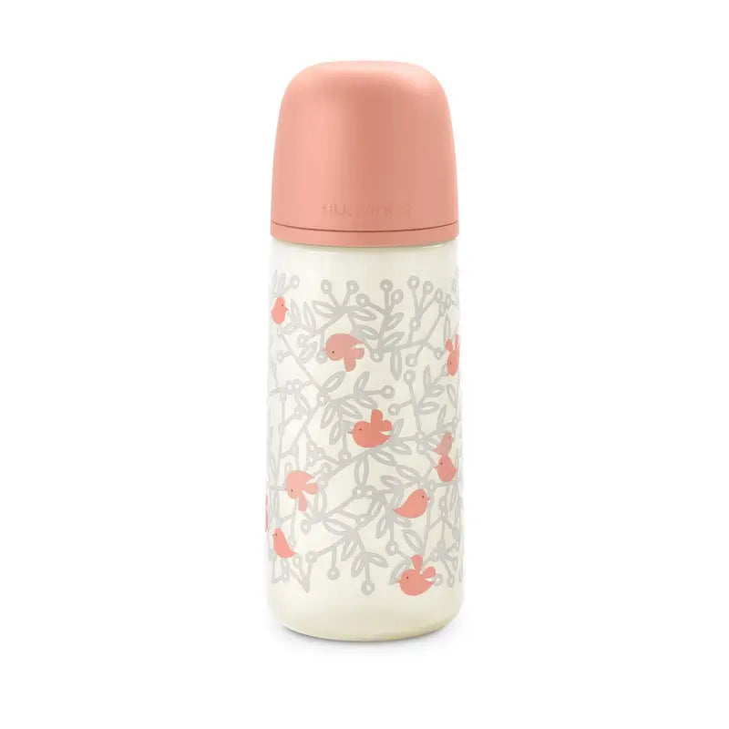 Suavinex Biberon Sx Pro Flusso Denso (L) +6 Mesi Birdies Rosa, 360 ml
