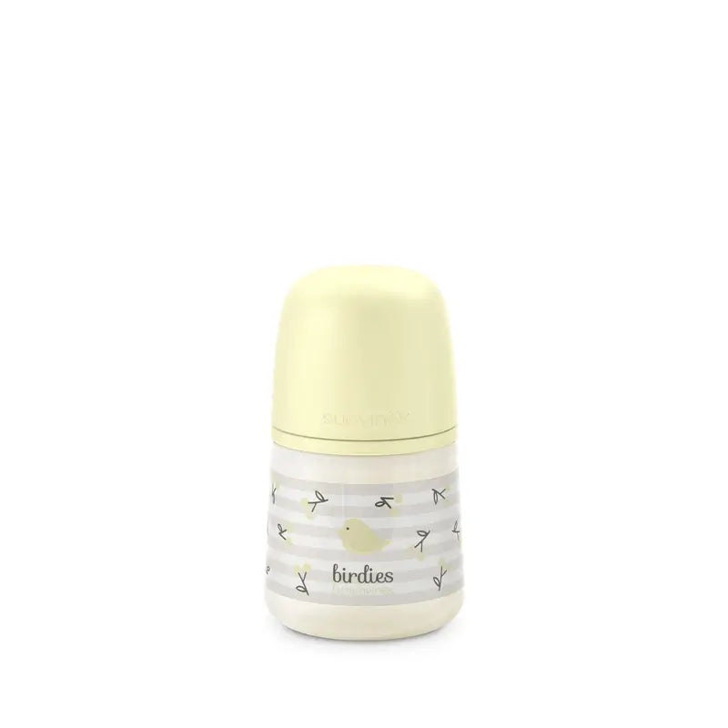 Suavinex Tettarella per biberon Sx Pro a flusso lento (S) +0 mesi Birdies Beige, 150 ml