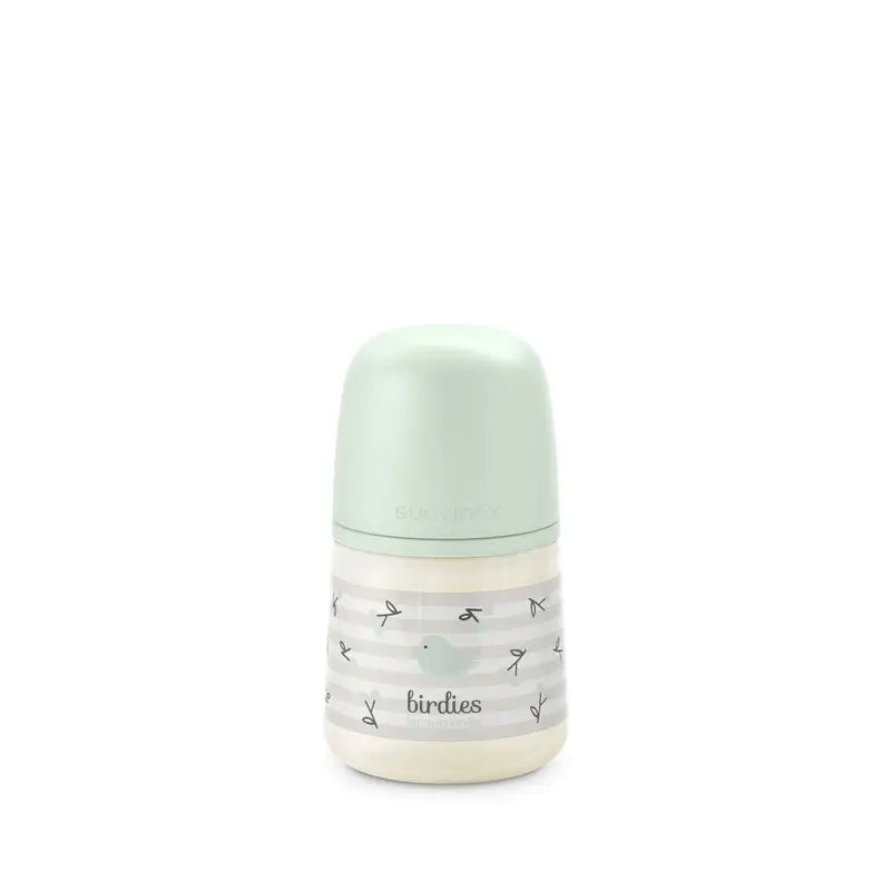 Suavinex Biberon Sx Pro a flusso lento (S) +0 mesi Birdies Verde, 150 ml