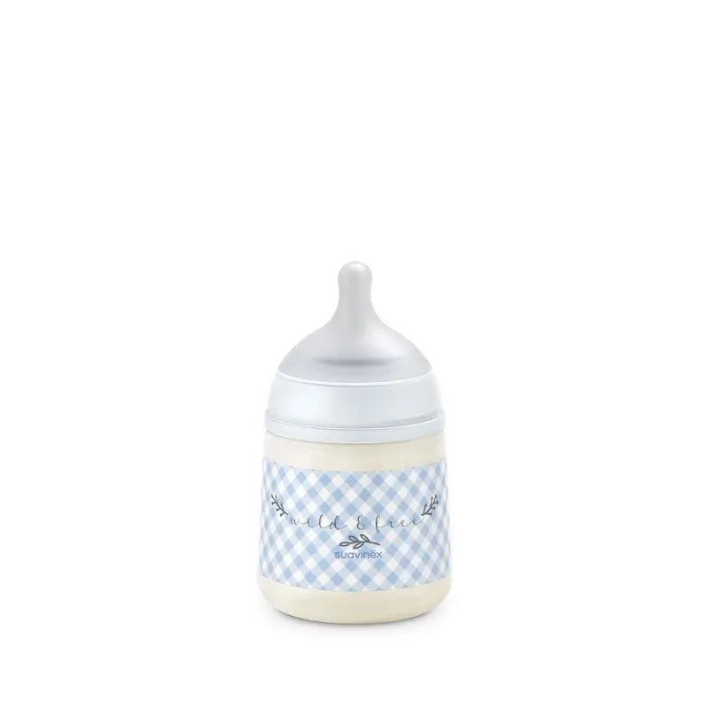 Suavinex Biberon Sx Pro a flusso lento (S) +0 mesi Wild&Free Blu, 150 ml