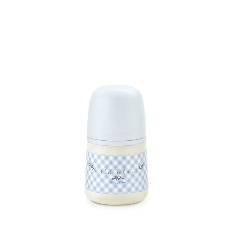 Suavinex Biberon Sx Pro a flusso lento (S) +0 mesi Wild&Free Blu, 150 ml