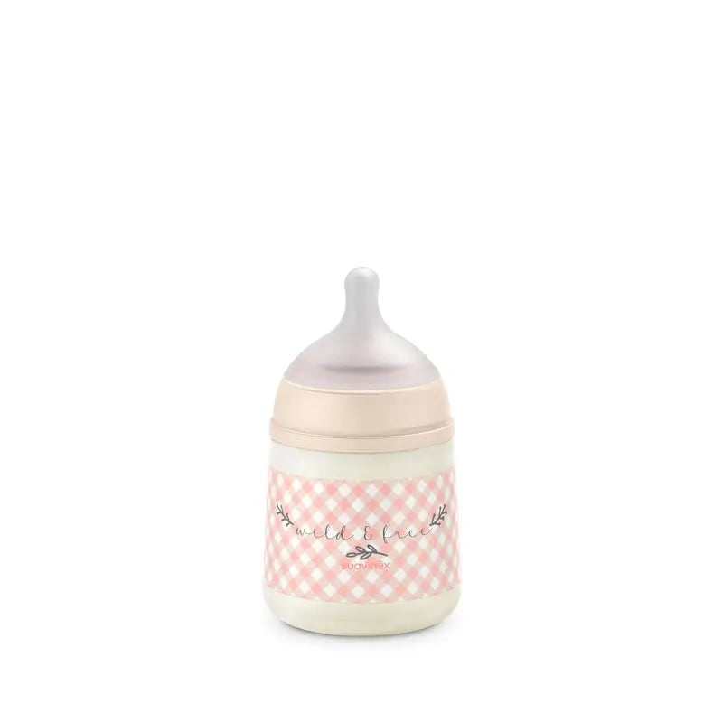 Suavinex Biberon con tettarella Sx Pro a flusso lento (S) +0 mesi Wild&Free Rosa, 150 ml