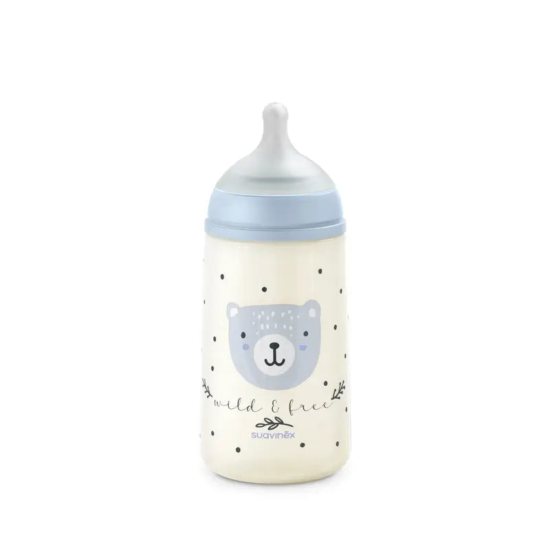 Suavinex Biberon Sx Pro Flusso Medio (M) +3 mesi Wild&Free Blu, 270 ml