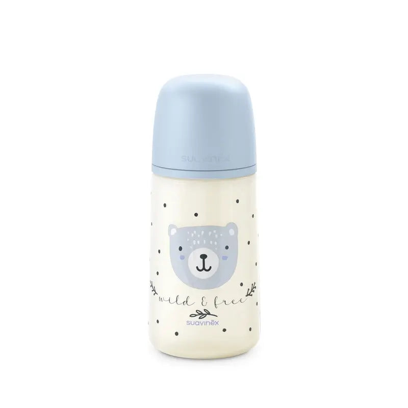 Suavinex Biberon Sx Pro Flusso Medio (M) +3 mesi Wild&Free Blu, 270 ml