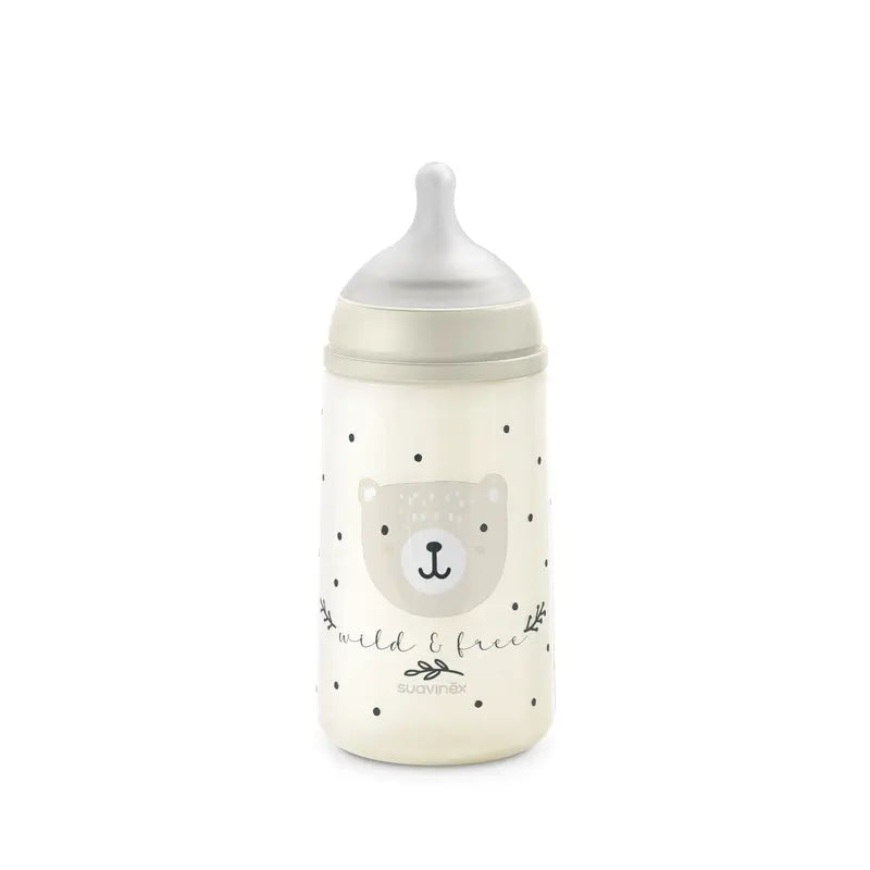 Suavinex Tettarella per biberon Sx Pro a flusso medio (M) +3 mesi Wild&Free Beige, 270 ml