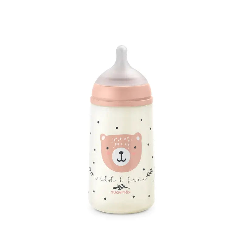 Suavinex Biberon Nipple Sx Pro Medium Flow (M) +3 mesi Wild&Free Pink, 270 ml