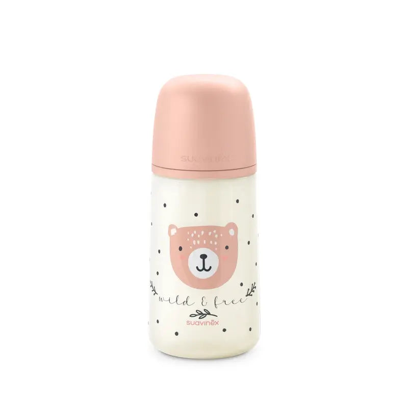 Suavinex Biberon Nipple Sx Pro Medium Flow (M) +3 mesi Wild&Free Pink, 270 ml
