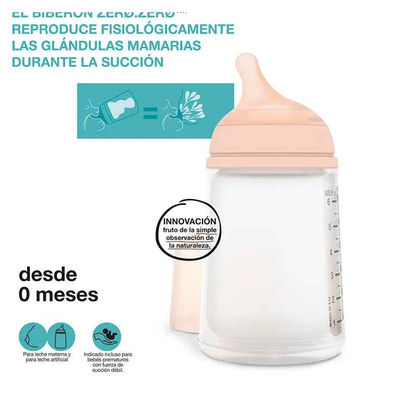 Suavinex Zero-Zero Set di flaconi 270 Ml, flusso medio