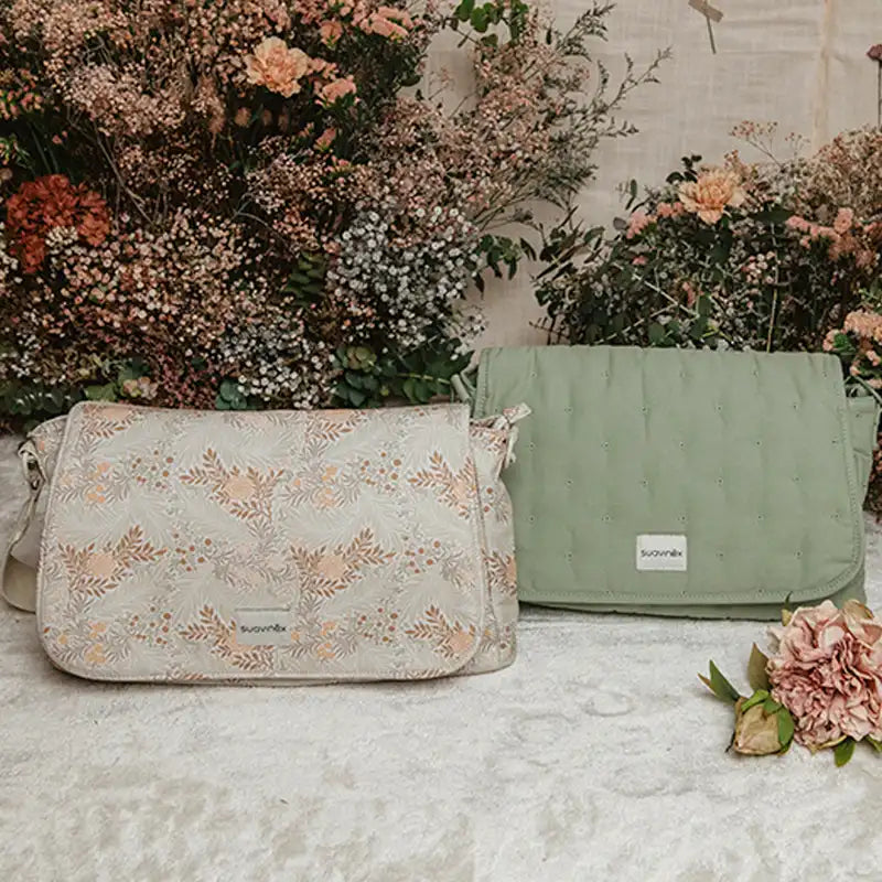 Suavinex Borsetta maternità Poesia Beige Borsa a tracolla stampata