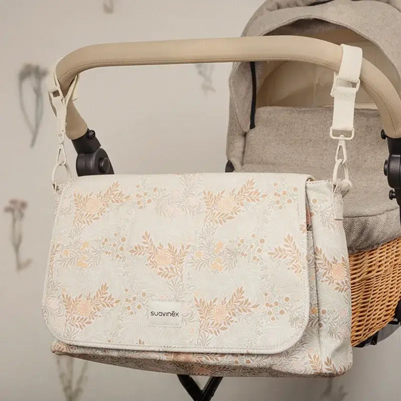Suavinex Borsetta maternità Poesia Beige Borsa a tracolla stampata