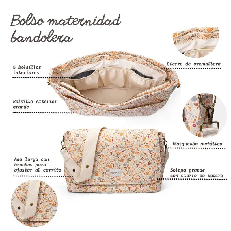 Borsa a tracolla Suavinex per la maternità, rosa