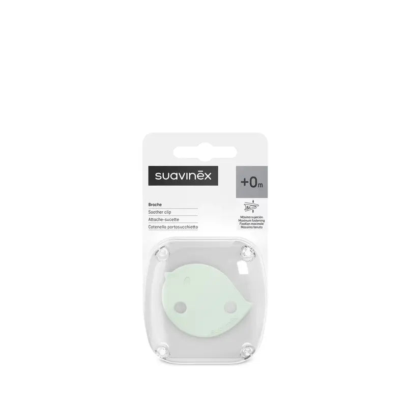 Suavinex Spilla Clip Portasucchietto +0 mesi Birdies Verde