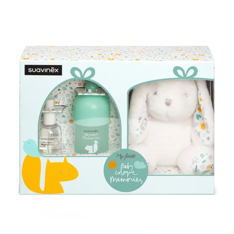 Suavinex Baby Layette con Baby Cologne Memories 100 Ml + Travel Format 50 + Baby Soft Toy