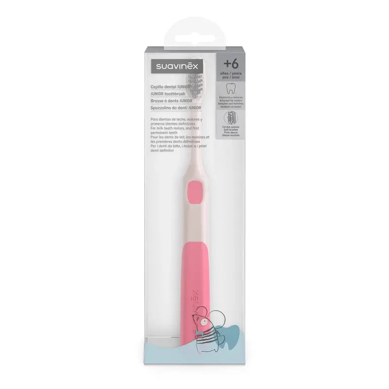 Suavinex Spazzolino per neonati +6 anni, rosa