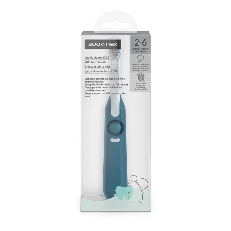 Spazzolino per neonati Suavinex da 2 a 6 anni, blu