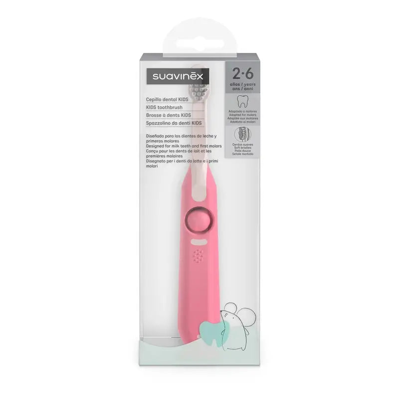 Suavinex Spazzolino per bambini da 2 a 6 anni, rosa