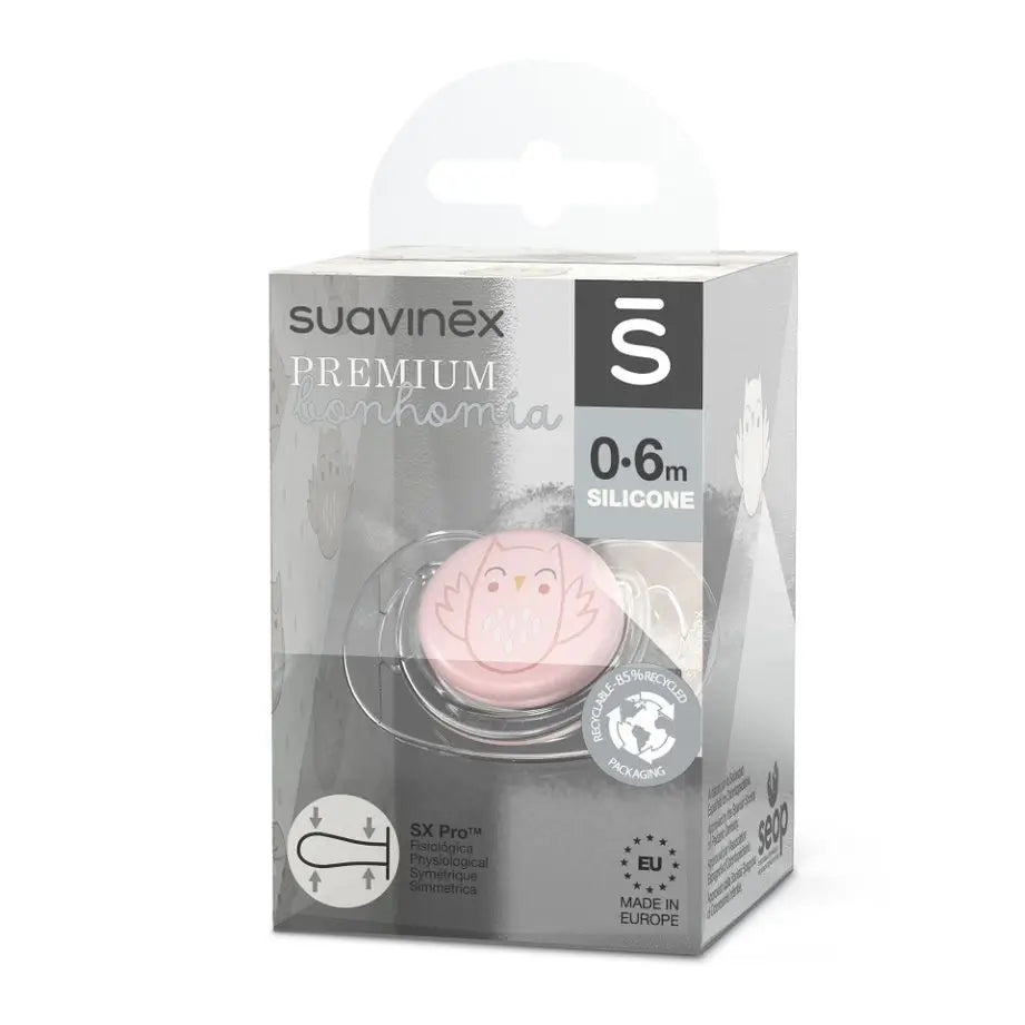 Suavinex Succhietto Premium per neonati 0-6 mesi. Succhietto con tettarella fisiologica in silicone Sx Pro. Bonhomia, Rosa