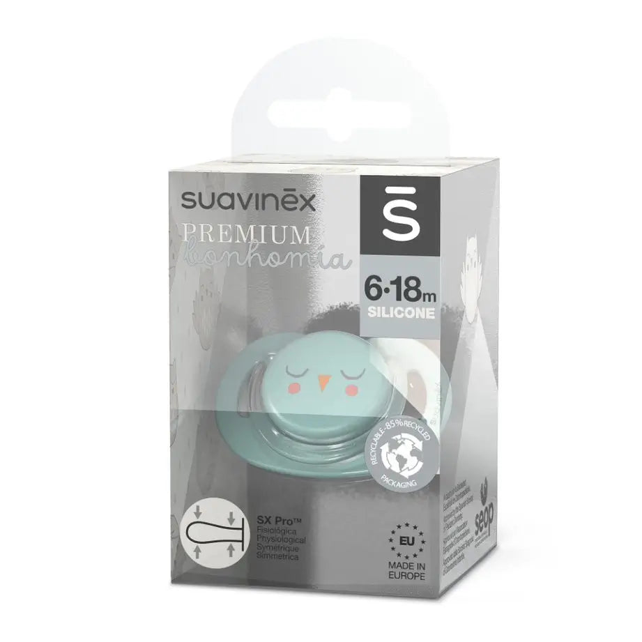 Suavinex Succhietto Premium per bambini 6-18 mesi. Succhietto con tettarella fisiologica in silicone Sx Pro. Bonhomia, Verde