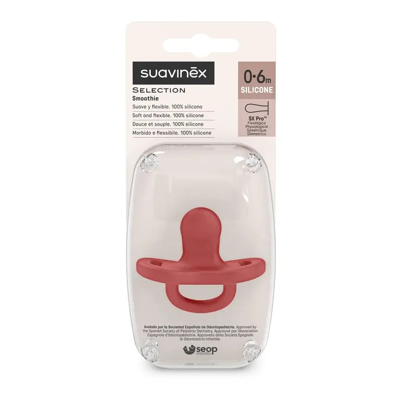 Suavinex Ciuccio Tutto Silicone Fisiologico Sx Pro, 0/6 Mesi, Peperoncino