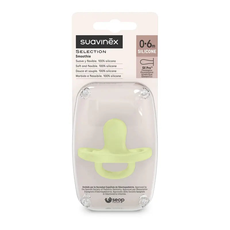 Suavinex Ciuccio Tutto Silicone Fisiologico Sx Pro, 0/6 mesi, Lime