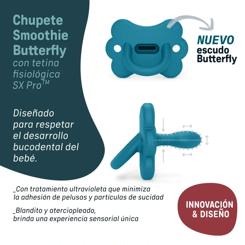 Suavinex Ciuccio Tutto Silicone Soother Sx Pro, 0/6 mesi, Irish Cream Butterfly